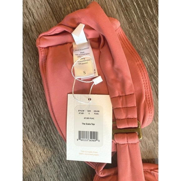 NWT Andie Swim The Scala Bikini Top In Punch Pink Size Small - Picture 6 of 6